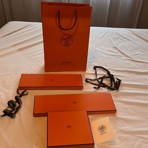 Hermes gift boxes and bag and ribbon